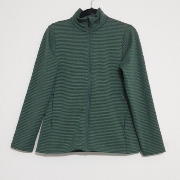 Rohan Green Striped Men Jacket Sweater Cardigan Full Wool Blend Cozy Hiking Y2k - Picture 1 of 8